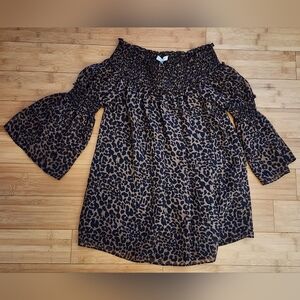 NWT Max Studio Leopard Print Off-Shoulder Blouse